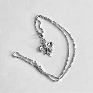 Sterling Silver Fleur De Lis Necklace, Saints Necklaces, Silver Necklace